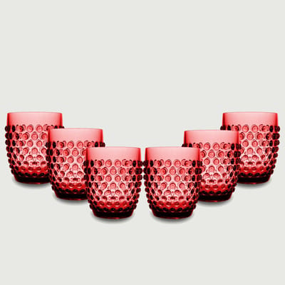 Arca Dotted Red - Acryl Drinkbeker 350ml - Set van 6 - rood - duurzaam, lichtgewicht, onbreekbaar, ideaal voor in de tuin, picknick, speelse look