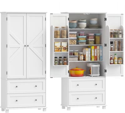 HOMCOM Keukenkast - MDF - 80 x 39,5 x 184,5 cm - Wit