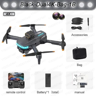 P14 Max Drone 8K HD GPS Professionele UAV Intelligente obstakelvermijding Opvouwbare dubbele camera Borstelloze mini-vliegtuigen 5000M Dual 4K 1B zwart