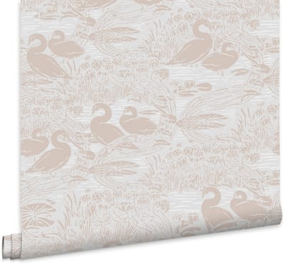 Laura Ashley Swans Behang - Dieren - 10mx52cm - Grijs