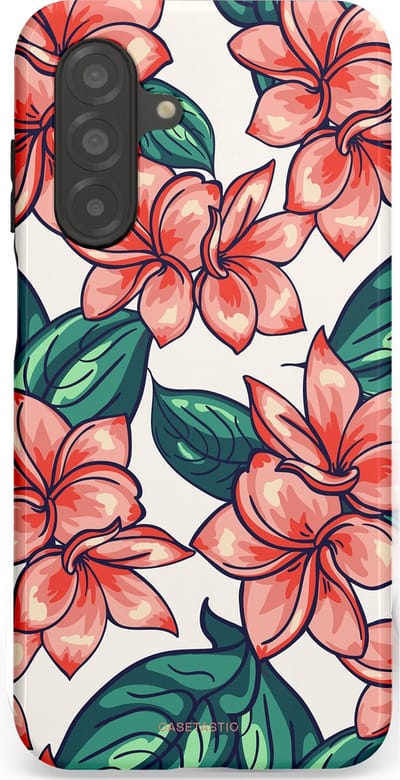 Casetastic hoesje geschikt voor Samsung Galaxy A26 - Dubbellaagse bescherming - Bloemenparadijs - Fashion Case - Petrol Koraal Perzik Wit