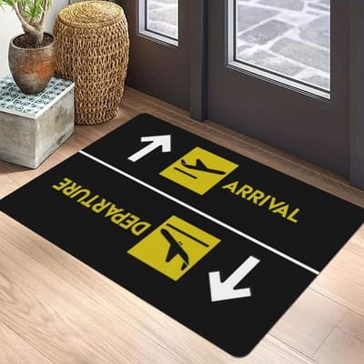 Luchtvaart Thema Tapijt Mat - Luchthavenbord Vliegtuig Icoon Vertrek Aankomst Verkeer Piloot Cadeau Decoratieve Huisdecoratie Kleed 30x50cm brown