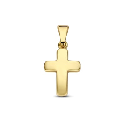9NBG-0998 - New Bling - Holle kruis hanger gepolijst - 14kt geelgoud - 18.6 x 9.04 mm