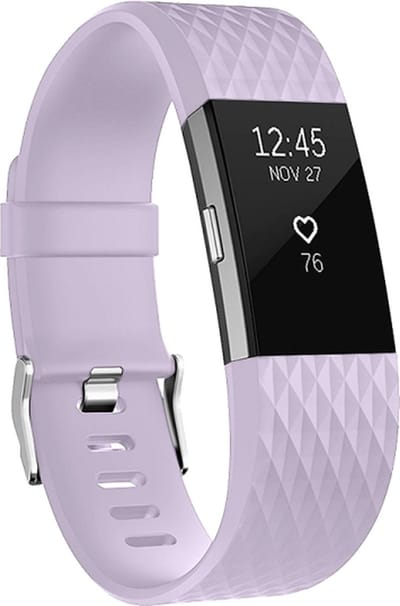 By Qubix - Compatible Fitbit bandje - Geschikt voor fitbit Charge 2 siliconen bandje - Maat: Large - Lila - Horlogeband - smartwatchbandje