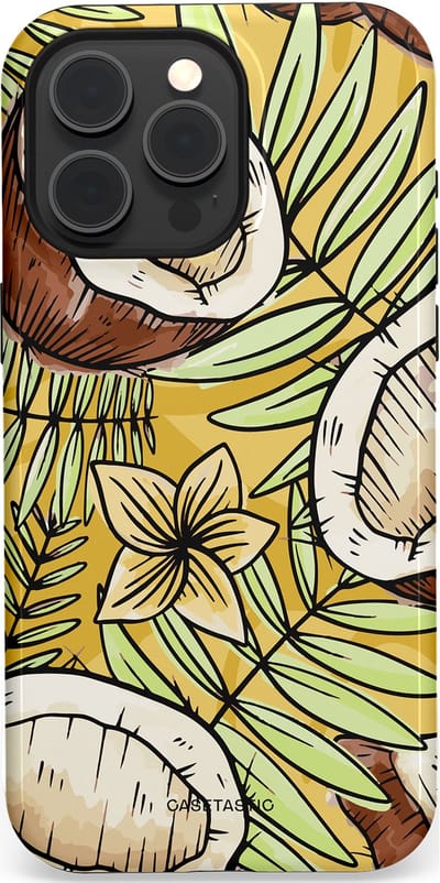 Casetastic Hoesje Geschikt voor Apple iPhone 15 Pro Max Magsafe - Stijlvolle Beschermende Duo-layer Case - Zonnige Kokos Stijl
