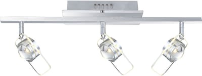Plafondlamp drie spots glazen plafondlamp draaibaar, 3x LED 5W 400Lm neutraal wit, LxBxH 65x13x18 cm