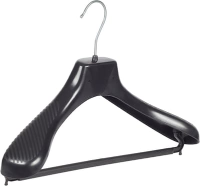 De Kledinghanger Gigant - Mantelhanger - Kostuumhanger - Jassenhanger - Kinderen - GP36 - 50 Stuks - Kunststof - Zwart - Gebogen Model - Schouderverbreding 7 cm - Broeklat - 36 cm - Kinderhanger - Kledinghanger - Kleerhanger - GP-Serie (GP36/B_00/50)