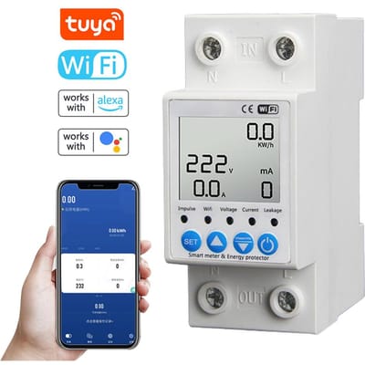 Tuya – interrupteur de protection Intelligent contre les fuites, WiFi, surveillance de la tension actuelle, minuterie de disjoncteur multicolore