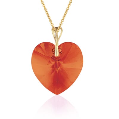 Montebello Ketting Mila HG107 - Swarovski Hart - 925 Zilver Verguld - Ø18mm - 50cm
