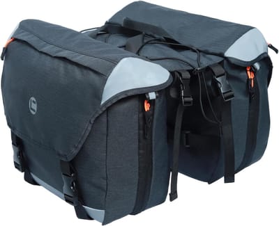 Dubbele Fietstas - Zadeltas Bagage - Fietsen Boodschappen - Reflecterende Strepen - 35 Liter - Zwart