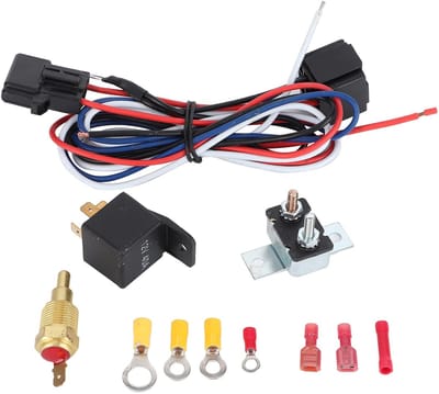 SVGCommerce - Radiator Koelventilator Relais Kit - Overbelastingsbeveiliging - Kunststof - Thermostaat - Voor 7/8 Inch Fans - Inclusief aansluitdraad