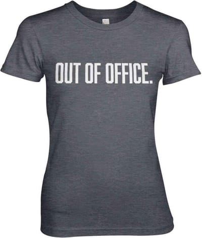 Dames Fun Tshirt -S- OUT OF OFFICE Grijs