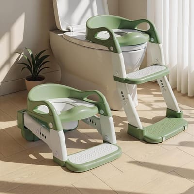 Zindelijkheidstrainer - Potje Toiletstoel - Kind Zindelijk Maken - 3-in-1 Verstelbaar - Compact Opvouwbaar - Groen
