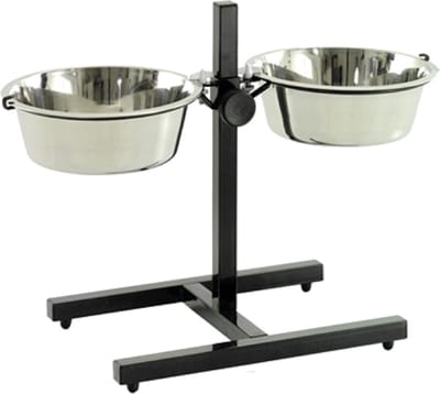 Topmast - RVS Voerbakken op Standaard 21 cm - zwart gecoat - Advies Voor honden tussen 10 en 30 kilo