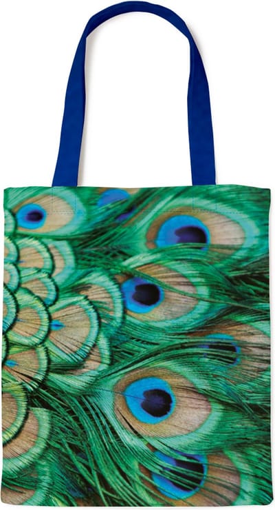 Luxe katoenen tas, gevoerd, Pauwenveren