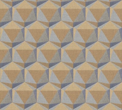 Grafisch behang Profhome 387483-GU vliesbehang hardvinyl warmdruk in reliëf licht gestructureerd met geometrische vormen mat oranje blauw grijs duifblauw 5,33 m2