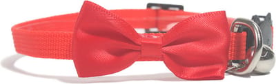 Kattenhalsband met strikje en belletje - Verstelbaar - 19 / 32 cm - Kattenbandje - Halsband kat - Cat - Kitten - Katten halsband - Rood