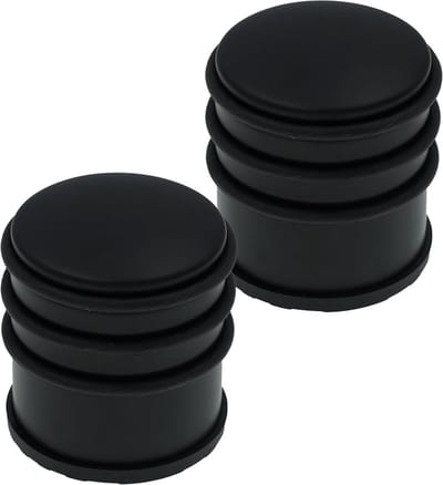 Deurstoppers Set - Deurhouders Vloer - Deuren Open Houden - Zware Betonkern - 7.5 cm Hoog - Zwart