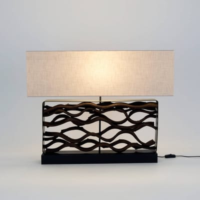 Holländer Tafellamp TREMITI NERO zwart/beige hoogte 67 cm hout/textiel