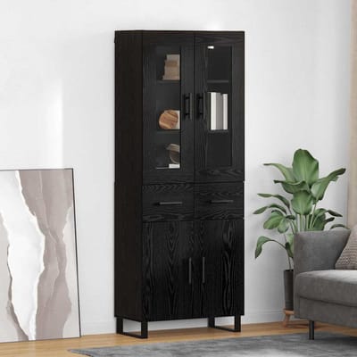 vidaXL - Highboard - 2 - st - Zwart - Eiken - 69,5 - x - 34 - x - 180 - cm - Bewerkt - hout