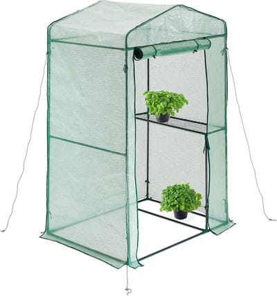 Famanu – Ruime begaanbare tuinkas, afmetingen 185 x 125 x 95 cm, van ijzer en PE, met opbergruimte en ritssluiting, groen
