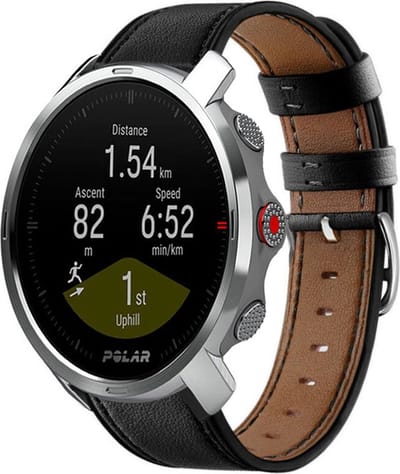 Strap-it Leren smartwatch bandje - geschikt voor Polar Grit X / Grit X Pro / Vantage M / M2 / M3 / V3 - strak zwart