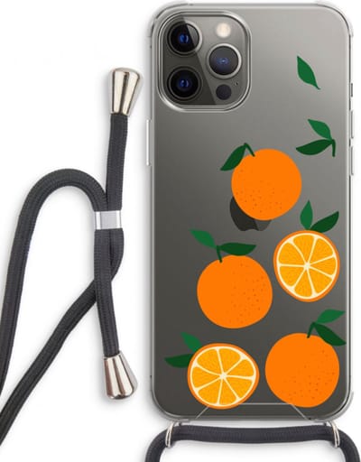 Case Company® - Hoesje met koord geschikt voor iPhone 12 Pro hoesje met Koord - Will you be my clementine - Telefoonhoesje met Zwart Koord - Bescherming aan alle Kanten en Over de Schermrand