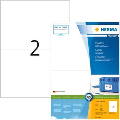 Herma premium-etiketten op A4-bladen, permanent hechtend, 400 etiketten, 200 vellen