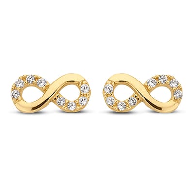 New Bling Goud 9NBG-0092 Oorknop Infinity - Zirkonia - 8mm - Goud