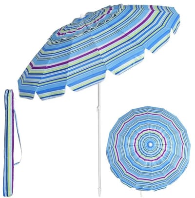 MakkelijkMooi Strandparasol Ø 220 cm - Parasol - UPF 50+ UV-Bescherming - Verstelbare Kantelfunctie - Verkoelende Ventilatiekap