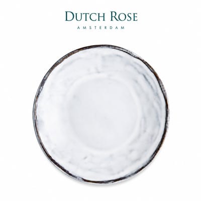 Dutch Rose Organic Borden - Plat - Ø 17cm - Stoneware Handgemaakt - Blauw