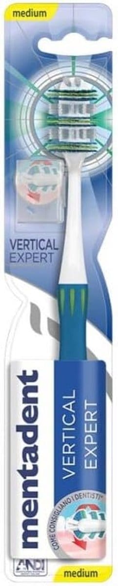 Verticale Tandenborstel - Handtandenborstel Medium - Mondhygiëne Verbeteren - Waaiervormige Borstelkop - 28 x 7 x 6 cm - Blauw
