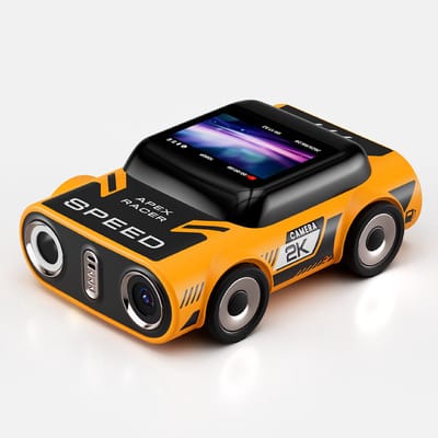Mini sleutelhanger digitale camera, 2K auto-vormige mini camera op zakformaat, 0,96 inch kleurenscherm, groothoeklens, lange batterijduur, videorecorder voor op reis, feestjes en vlogs - geel - met 32GB