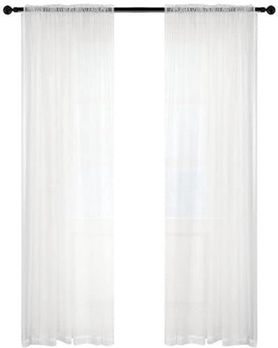 2 Panelen - Wit - Semi Sheer Gordijnen - Linnen Look - 137 x 213 cm