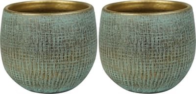 Steege Plantenpot - 2x - moderne look - shiny blauw - D15 x H13 cm - Bloempotten - Keramiek
