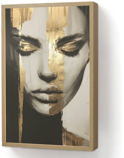 Wandlamp 40x60 cm - Oplaadbaar - Ogen - Gezicht - Goud - Strepen - Wandlampen binnen woonkamer - Slaapkamer lamp - Decoratieve nachtlamp - Vloerlamp draadloos