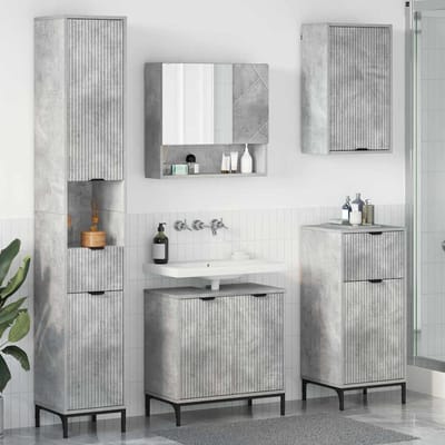 vidaXL - Badkamermeubel - Set - Beton - Grijs - Samengesteld - hout, - metaal
