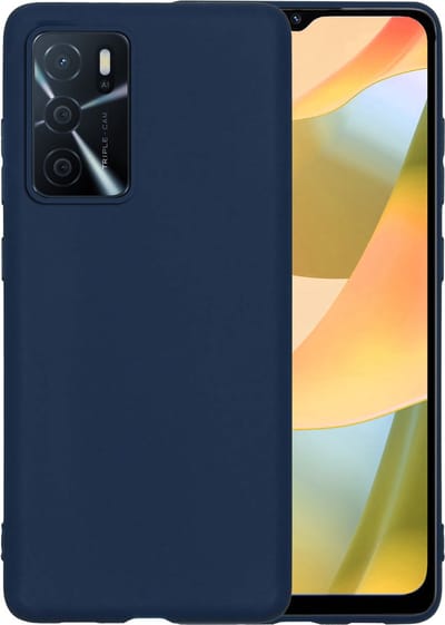 Hoesje - Geschikt voor OPPO A16 - Sterk & Shockproof - Hoes Cover - Siliconen Case - Telefoonhoesjes - Donkerblauw