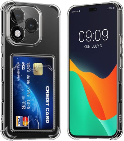kwmobile Hoesje met kaarthouder voor HONOR 400 Lite - telefoonhoesje met kaartsleuf - Soft Case - beschermhoesje in transparant