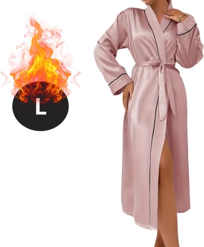 Nivard Satijnen Jurk - Slipdress - Pyama Dames - Badjas - Ochtendjas - Kimono - Erotisch - Kamerjas - Roze L