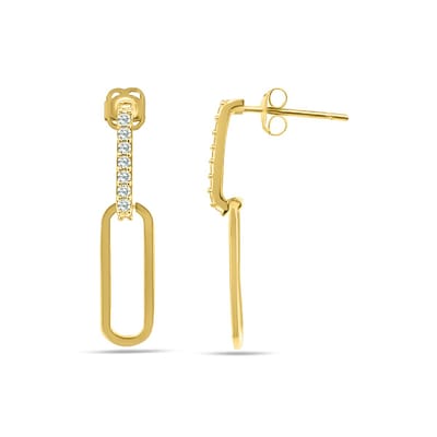 New Bling 9NBSAM-G230247 Gouden Oorhangers met Zirkonia - Schakel - 23,7mm Lengte - 5,2mm Breed - 14 Karaat - Goud