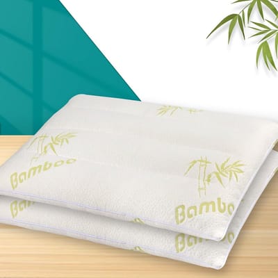 2 Stuks Ultra Dunne Hoofdkussens, Plat Bamboe Viscose Kussen voor Zij- en Rugslapers, 6 cm Hoogte