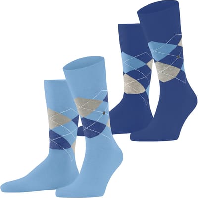 Burlington Everyday Argyle 2-Pack gedessineerd katoen sokken heren blauw - maat 40-46