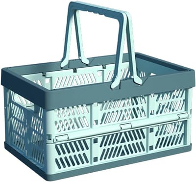 Opvouwbare opbergmand - Opvouwbare krat 20L - Verdikte kunststof opbergdoos - 38*25*20cm - Rechthoekige opbergdoos - Multifunctionele opbergdoos voor kantoor, thuis en auto - Draagbaar en ruimtebesparend - Stapelbaar - Blauw