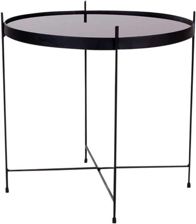 Liliana bijzettafel - Salontafel rond - Woonkamer decoreren - Glazen blad metaal - Ø 48 cm - Zwart