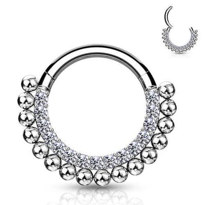 Piercing PVD Balls gemmed 1.2x10 - zilver - LMPiercings