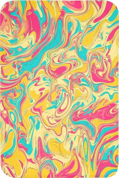 Badmat 60x90 cm - Antislip - Geel - Roze - Blauw - Retro - Badmatten voor badkamer - Badkamermat - Douchemat - Badkamer mat