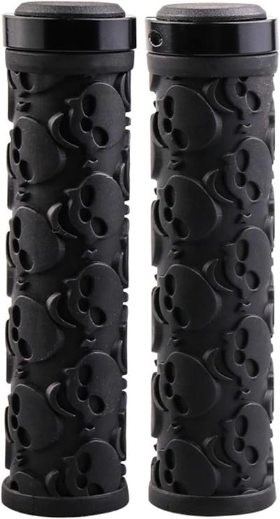 Fietsstuurgrepen 2 stuks - Zachte handvatten - Comfortabel fietsen - Uniek schedelpatroon - 22mm binnendiameter - Zwart