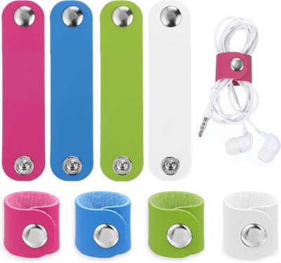 SnelShoppen - 8 Stuks Opruimset voor Kabels - PU Leren Kabelorganisatie - Herbruikbare Mobiele Telefoon Cord Wraps - USB Oplader Kabels & Hoofdtelefoo