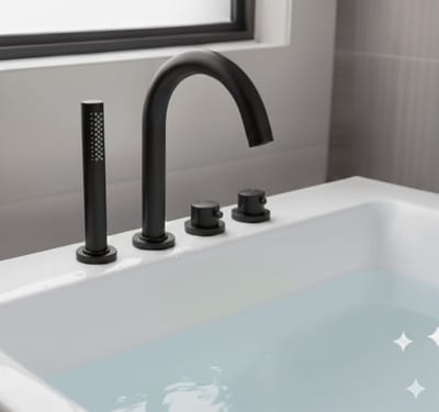 AquaVik Badrandthermostaat Soral 4-gats Met Inbouwdeel Nattmörk Mat Zwart